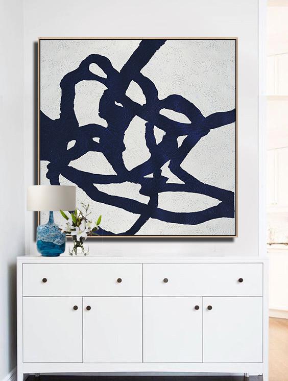 Navy Blue Minimalist Painting #NV176A - Click Image to Close